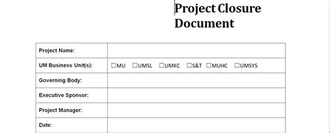 Project closure Report Template