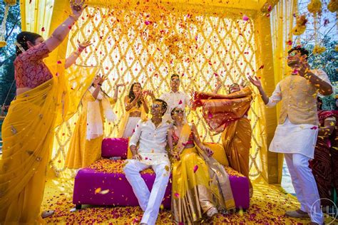 35+ Beautiful Flower Shower Photos you just Can't Give a Miss! | Haldi ceremony, Indian wedding ...