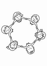Colorear Kleurplaat Kinderen Kindergruppe Groep Malvorlage Kleurplaten  sketch template