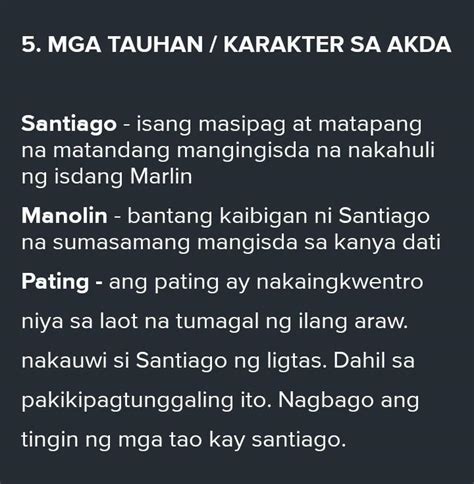 Ang apat na tauhan sa kwento ng " Ang matanda at Ang dagat" - Brainly.ph