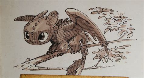 An adorable sketch of Toothless by Dean DeBlois in the Art of HTTYD 2 ...