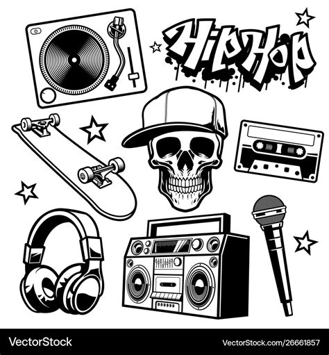 Set hip hop culture objects Royalty Free Vector Image