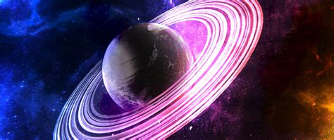 Saturn Wallpaper 4K, Rings of , Surreal, Pink rings