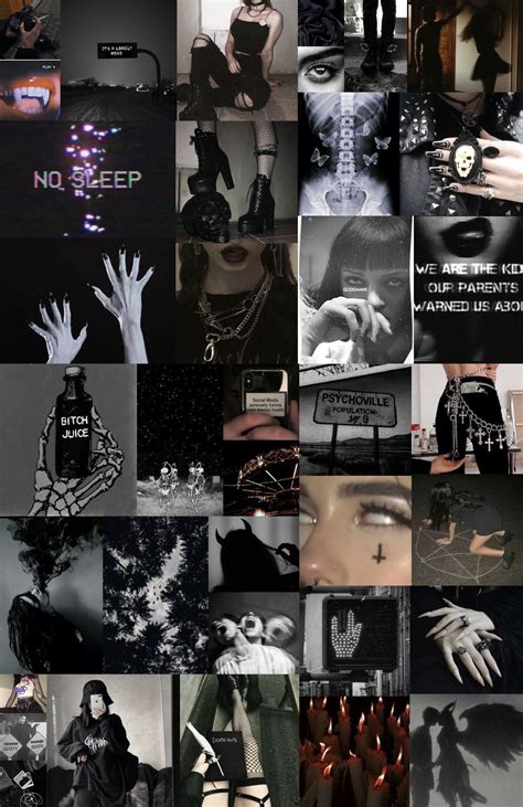 Dark Aesthetic Wall Collage | Iphone wallpaper tumblr aesthetic, Black ...