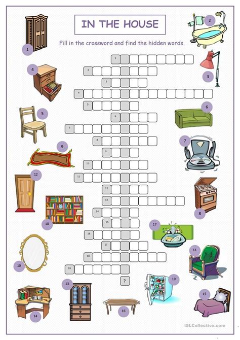 In the House Crossword Puzzle | Crossword, Crossword puzzle, Printable crossword puzzles