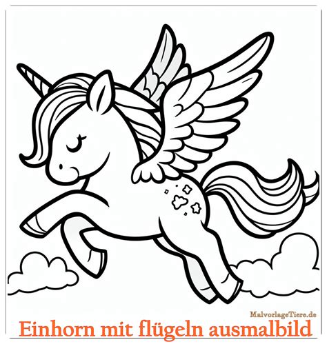 Einhorn mit flügeln ausmalbild 01 by malvorlagetiere.de