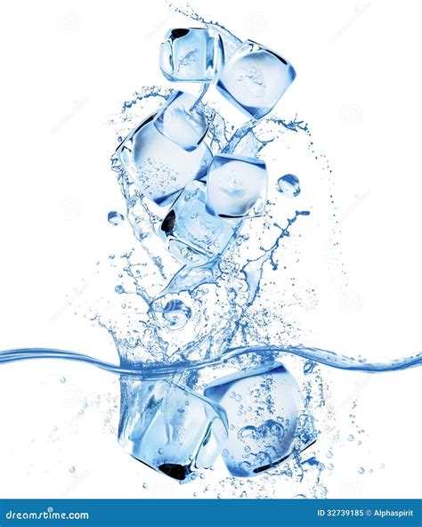 Ice cube and water splash stock image. Image of alcohol - 32739185