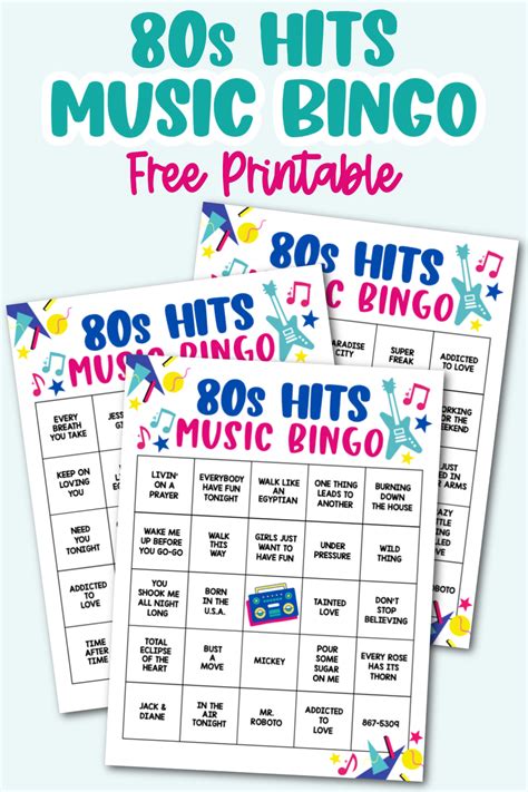 80s Hits Music Bingo Game with Playlist - Kara Creates | Music bingo ...