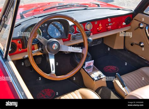 Red Alfa Romeo Spider, Cabriolet, produced from 1966 - 1969, interior ...