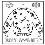 Ugly Sweater Coloring Page  Candy Cane Sheet sketch template