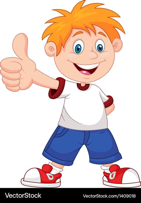 Cartoon boy giving you thumbs up Royalty Free Vector Image