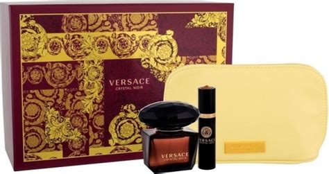 Set Eau De Toilette Versace Crystal Noir 90 ml + 10 ml + çantë e verdhë ...