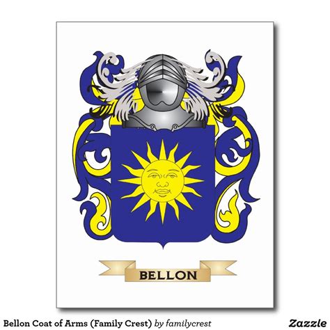 Bellon Coat of Arms (Family Crest) Postcard | Coat of arms, Family crest, Postcard