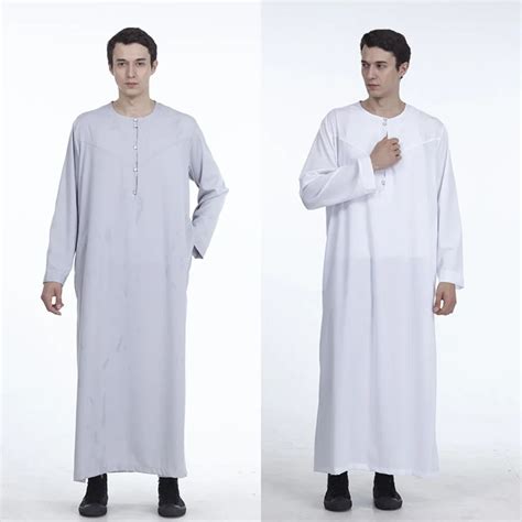 Muslim Mens T shirt Clothing Saudi Arab Long Sleeve T shirts Thobe Islamic Jubba Thobe Man ...