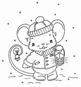 Christmas Mouse Coloring Pages sketch template