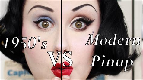 1950's Makeup VS Modern Pinup Makeup - YouTube