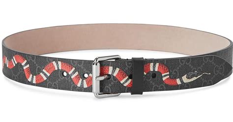 Gucci Canvas GG Supreme Snake-print Monogrammed Belt in Black for Men - Lyst