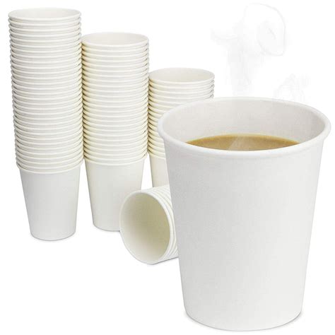 [200 Pack] 8 oz Disposable White Paper Cups - On the Go Hot and Cold Beverage All-Purpose ...