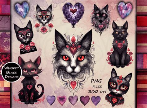 Love Cats Valentine's DIY Card Kit Graphic by Whiskey Black Designs · Creative Fabrica