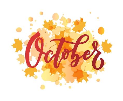 Premium Vector | October lettering typography modern october ...