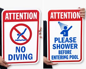 Swimming Pool Safety Signs | Pool Emergency 911 Signs