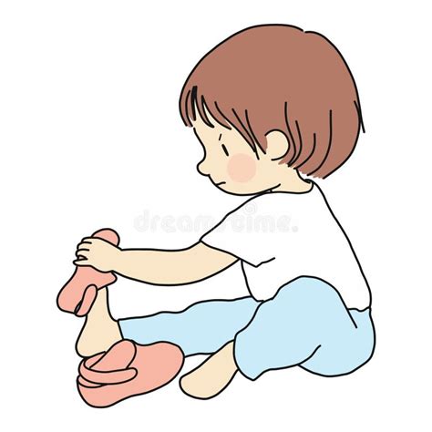 Child Putting On Shoes Clipart