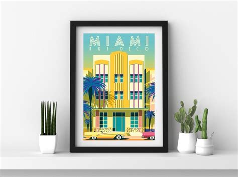 Miami Art Deco Poster Florida Wall Art Miami Poster Miami - Etsy