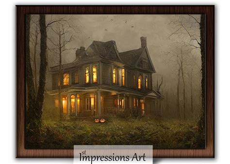 Haunted House Vintage Halloween Print Halloween Wall Art - Etsy