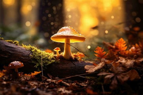 AI generated Mushrooms in the autumn forest. Beautiful nature scene with mushrooms, Mushroom in ...