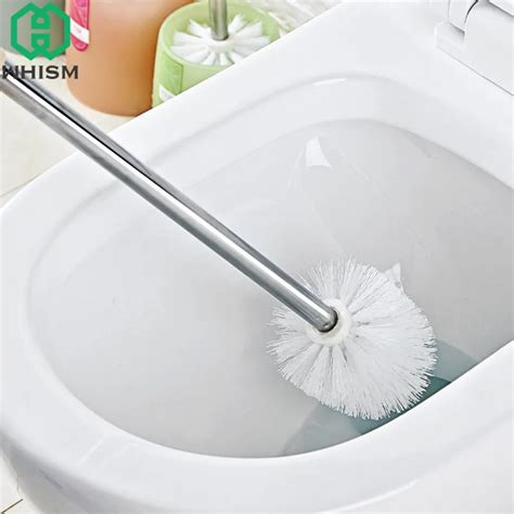 WHISM Durable Stainless Steel Handle Toilet Brush WC Cleaning Brushes with Removable Head ...