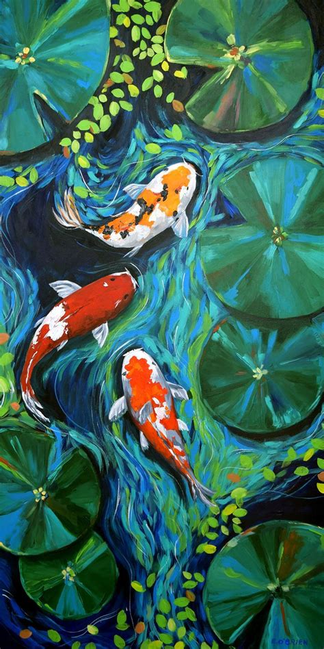 Koi Pond Wall Art Print, Abstract Painting Print - Etsy | Pintura ...