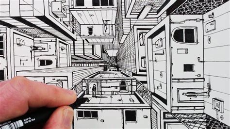 How To Draw 1-Point Perspective: Draw 3D Buildings | 1 point ...