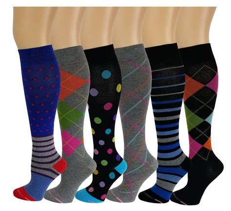 Amazon.com: 6 Pairs Women Graduated Compression Socks (Assorted ...