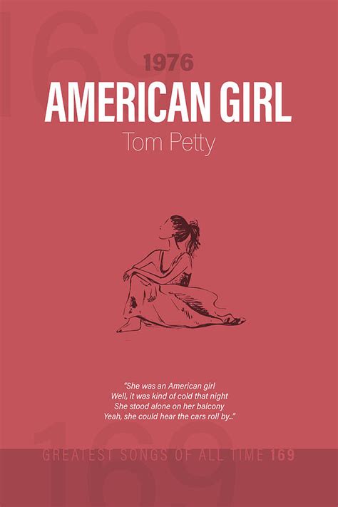 American Girl Tom Petty Minimalist Song Lyrics Greatest Hits of All Time 169 Mixed Media by ...