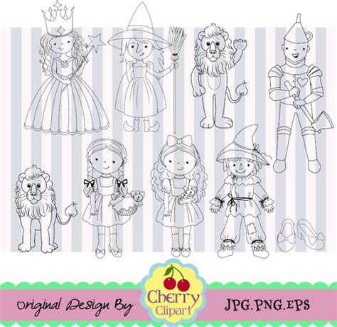 Wizard of OZ Cute Digital Clipart_black and Whitedorothy - Etsy