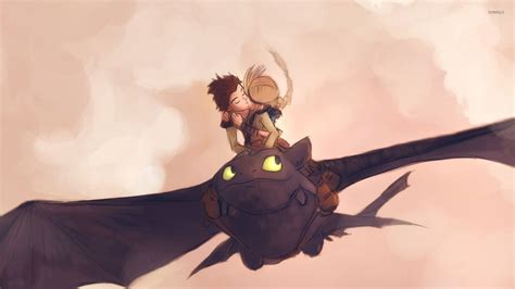 Hiccup and Astrid kissing - How To Train Your Dragon wallpaper - Cartoon wallpapers - #26682