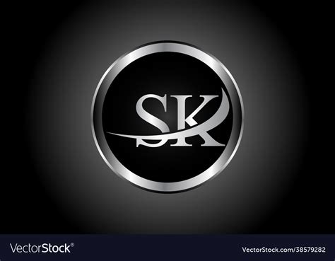 Silver letter sk metal combination alphabet logo Vector Image