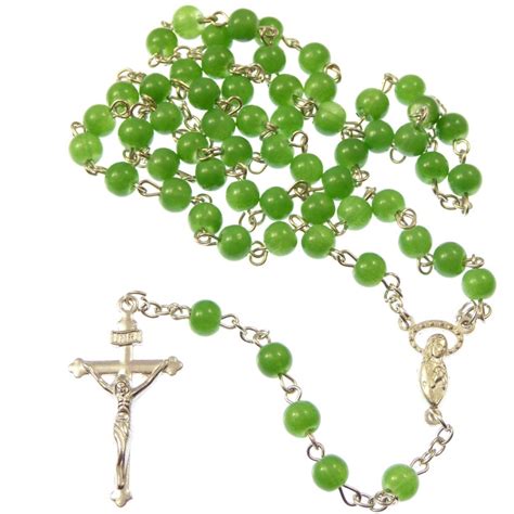 Green Jade style 6mm beads glass Rosary beads necklace