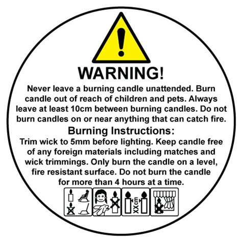 Candle Warning Labels Printable