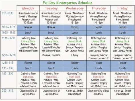 Let's Look at the Full Day Kindergarten Schedule | Full day kindergarten, Kindergarten schedule ...