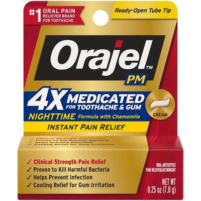 Orajel PM Nighttime Medicated Toothache & Gum Instant Pain Relief Cream (0.25 oz) - Instacart