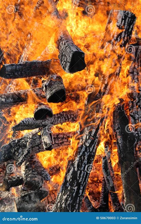 Fire, burning logs stock image. Image of dangerous, closeup - 50670003