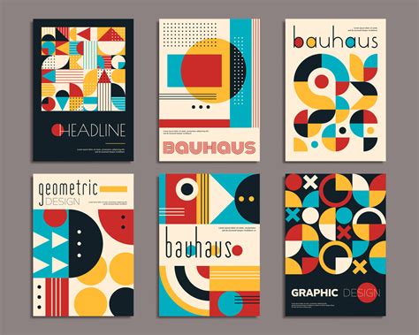 Bauhaus posters with geometric abstract patterns 24395384 Vector Art at Vecteezy