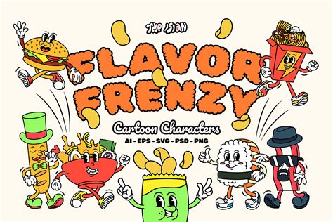 Flavor Frenzy Cartoon Characters | Creative Market