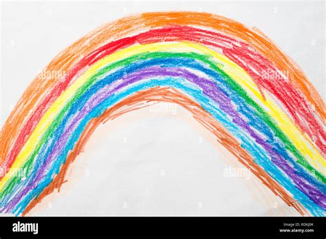 Colorful kid's drawing of a rainbow Stock Photo - Alamy