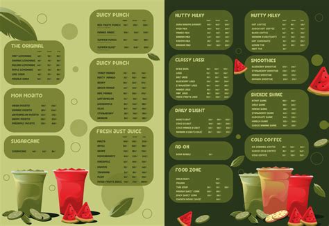 Fruit juice restaurant menu card on Behance