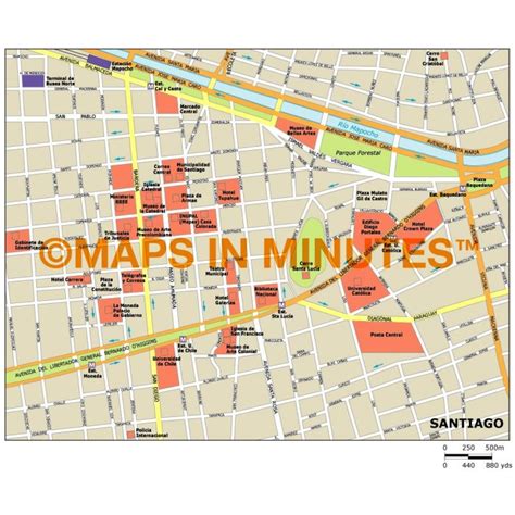 Buy Santiago city map in Illustrator CS or PDF format Online