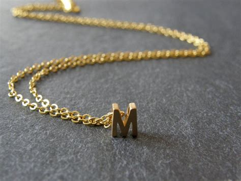 Initial Letter M Necklace, Matt Gold, Personalized Necklace, Simple, Modern, Everyday, Mom Gift ...