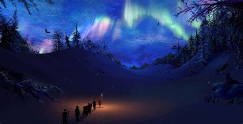 Wallpaper northern lights, landscape, the elder scrolls v: skyrim desktop wallpaper, hd image ...