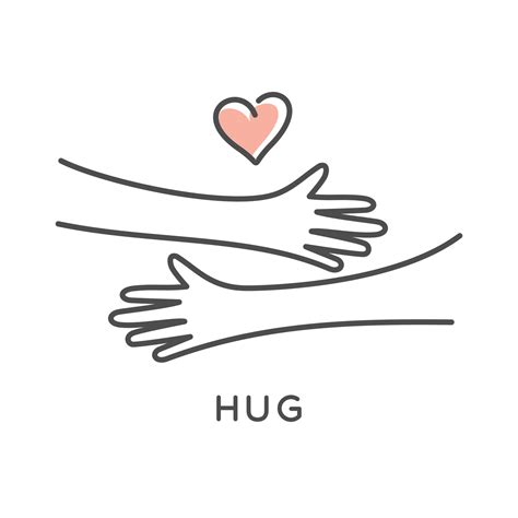 hug symbol. Hands hugs simple vector illustration with heart love ...